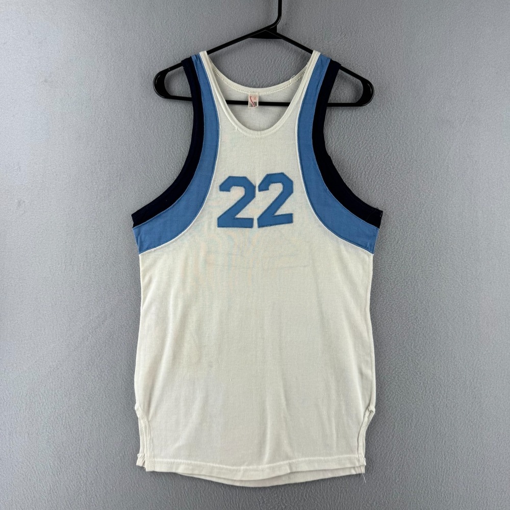 50s 60s Durene Basketball Jersey Mens 40‎ Blue #22 Vintage Sports Shirt